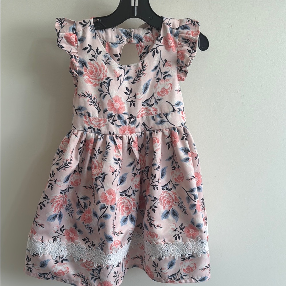 Pink and Blue Sleeveless Ruffled Sundress